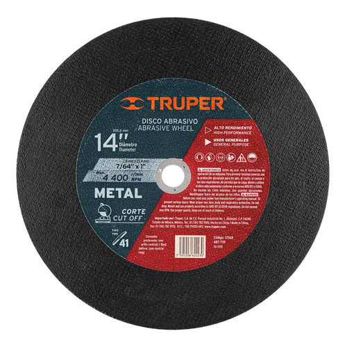 5 Pz Disco 14'' Cortadora Tronzadora Metal T 41 Truper 12568