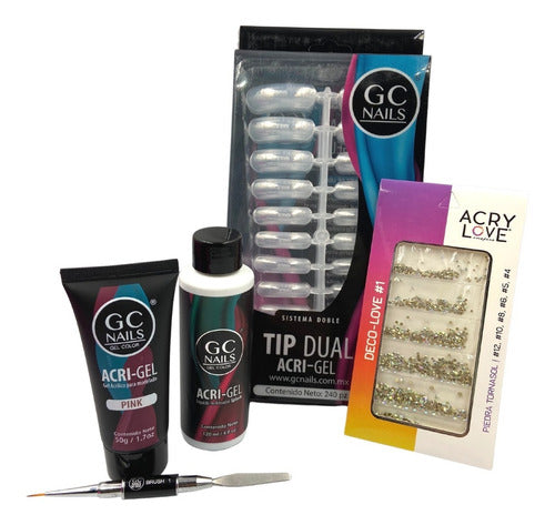 Kit Para Uñas Acri-gel, Con 4 Piezas + Regalo Gc Nails