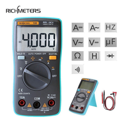 Richmeters Rm100 Multimetros Voltimetros Amperimetro Digital