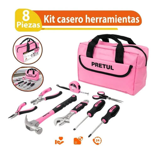 Kit De Herramientas Pinzas, Color Rosa Para Mujer 8 Piezas,