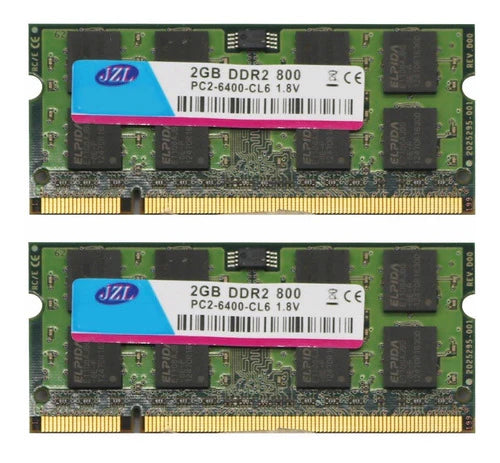 2x 2gb Memoria Ram Laptop Ddr2 Pc2-6400s 800mhz Sodimm Nuevo