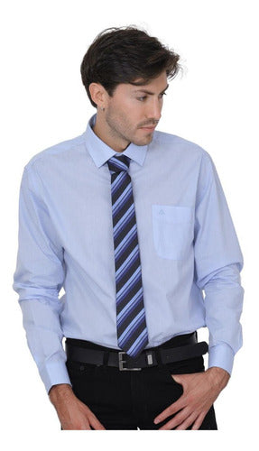 Camisa Vestir Aristos Hombre Azul Algodon Poliester 3005