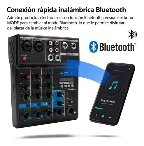 Mezcladora 4 Canales Usb Bluetooth Computadora