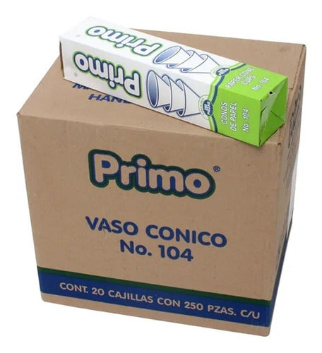 Vaso Cónico De Papel Primo® Para Agua, No. 104, 250 Piezas