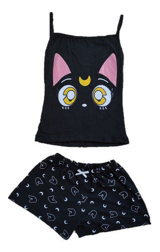 Set Dos Pijamas De Sailor Moon Luna Gato Para Dama