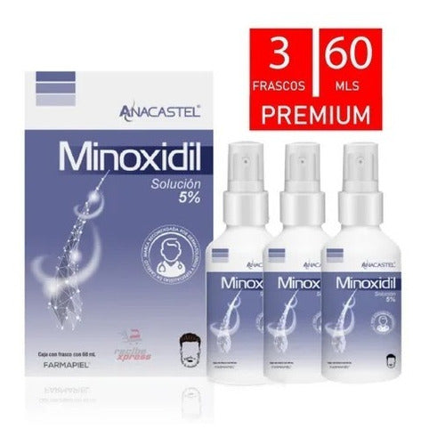 Minoxidil 5% Premium 3 Pack Crecimiento Cabello Barba Ceja