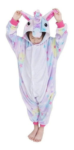 Kigurumi Niñas Pijama Mameluco Disfraz Unicornio Arcoiris