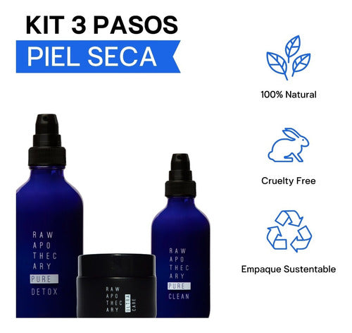 Kit 3 Pasos Piel Seca, Limpiador + Crema + Protector Solar