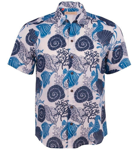Camisa Hawaiana Hombre Manga Corta Casual Estampado Coral