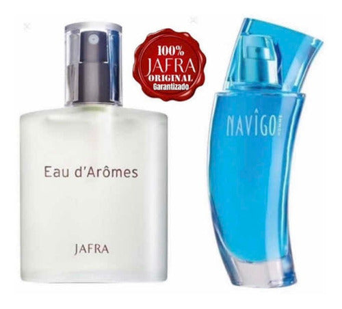 Jafra Navigo + Agua De Aromas 100 Mil. Set Con  2 Originales