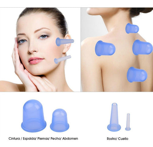 4 Ventosas Terapia Anti Celulitis Facial Arrugas Spa - Azul