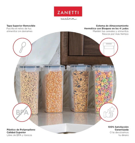 Recipientes Herméticos Para Cereal Xg - Zanetti - 4 Unidades