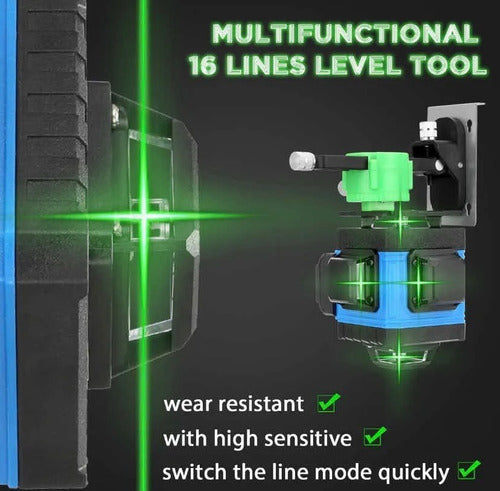 Nivel Laser Multifuncional 16 Líneas 4d Autonivelación Pro