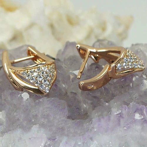 Aretes Pendientes Triangulo De La Vida Diamantes Oro 18k