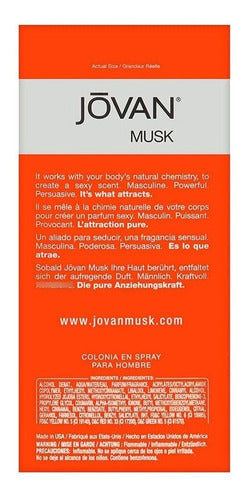 Perfume Jovan Musk! Clásico Hombre Spray Colonia Con 88 Ml