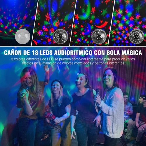 Cañon De Leds Rgb 18x1 Audioritmico Dmx Bola Dj Multicolor