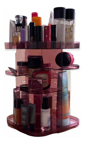 Organizador De Maquillaje Skincare Giratorio 360° Color Rosa