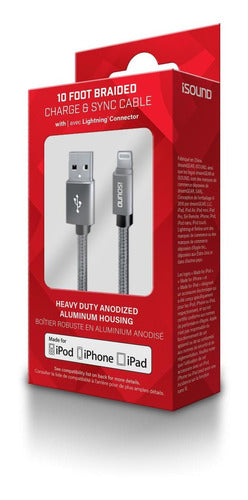 Cable Lightning A Usb-a Sync & Charge De 3m Plata - Isound