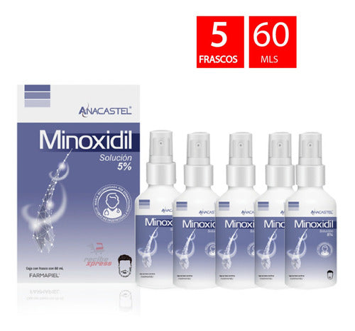 Minoxidil 5% Premium 5 Pack Crecimiento Cabello Barba Ceja