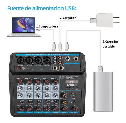 Depusheng U6 Mini Consola Mezclador De Audio 6 Canales
