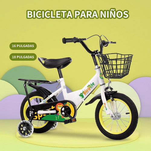 Bicicleta Infantil De 18 Pulgadas Con Ruedas Auxiliares M234