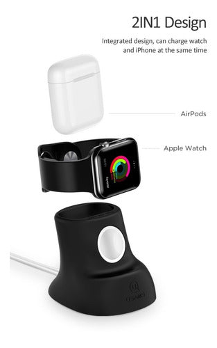 Soporte De Silicón Usams 2 En 1 Apple Watch / AirPods