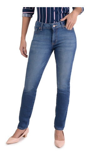 Jeans Slim Mujer Fit Cintura Media Recto Ajustado Supply
