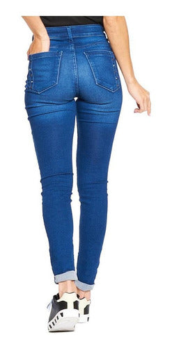 Jeans Mujer Moda Casual Skinny Estoperol Mezclilla Azul