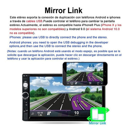 Fnbrli Mirror Link Estéreo De Automóvil 7  Con Cámara