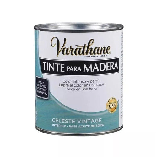 Tinte Para Madera Varathane Color Celeste Vintage 0,946lts