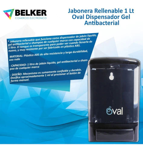 Jabonera Rellenable Humo 1 Litro Dispensador Jabón/gel 2 Pz