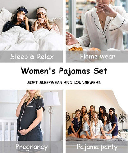 Conjunto De Pijama Para Mujer,con Botones Y Tejido Suave