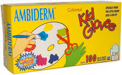 Guantes Kids Gloves Ambiderm Colores Talla Ch 100pz