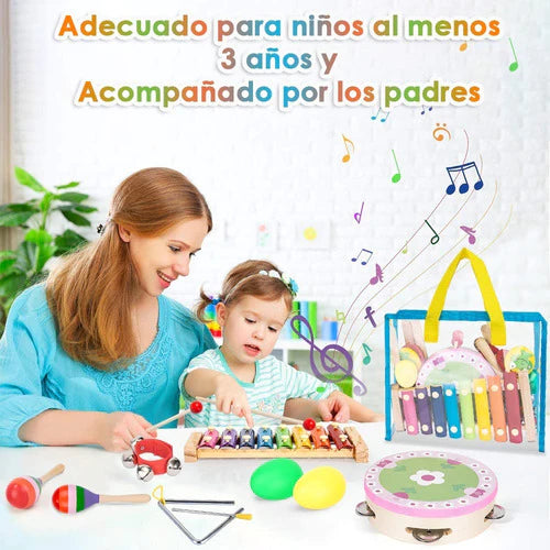 Pandereta Juegos De Instrumentos Musicales Infantiles 14pzs