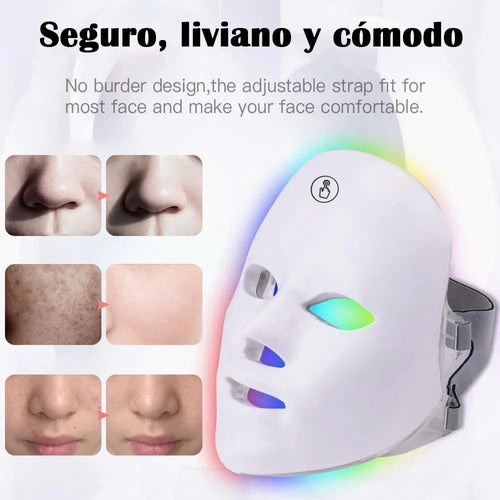 Máscara De Terapia Facial Profesional Con 7 Colors Led Luz