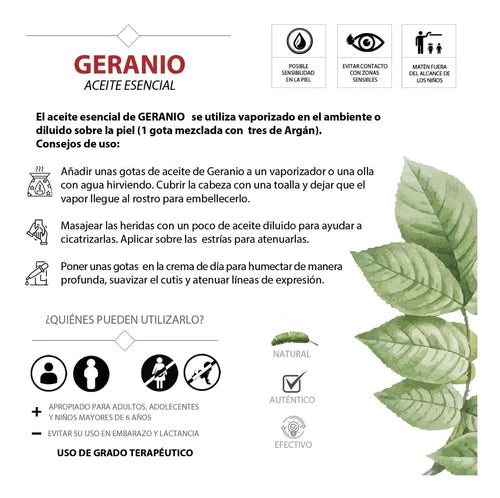 Aceite Esencial De Geranio 100% Natural Organico Vegano