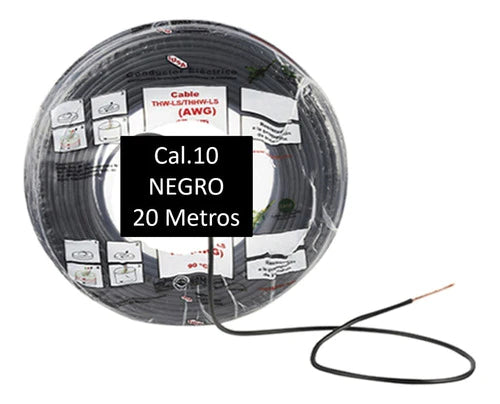 Bolsa 20 Mts Cable Iusa Negro Thw Cal 10 Awg 100%cobre