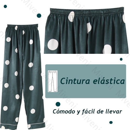 Pijamas De Seda Para Mujer Miveni Conjunto De 7 Piezas Green