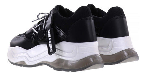 Tenis Sneakers Zapato Negro Plataforma Dama Mujer