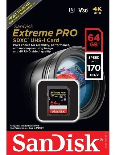 Memoria Sd Sandisk Extreme Pro Sdx 64gb 170 Mb/s 4k