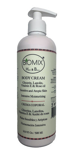 Biomix Health & Beauty - Crema Corporal De Rosa Y Vitamina E Piel Sensible Y Atópica 500ml