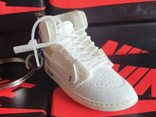 2 Llaveros Mini Sneaker Air Jordan 1 High Off White Blanco