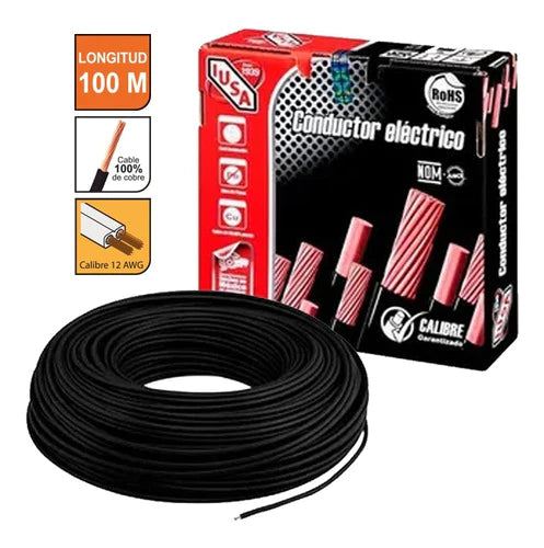 Cable Calibre 12 Thw-ls / Thhw-ls 100 M Negro