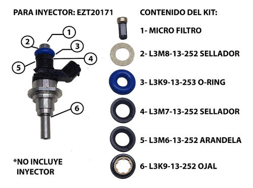 4 Kits Kit-fj778 Inyector Mazda 2.3 Turbo Cx-7 2006 - 2013