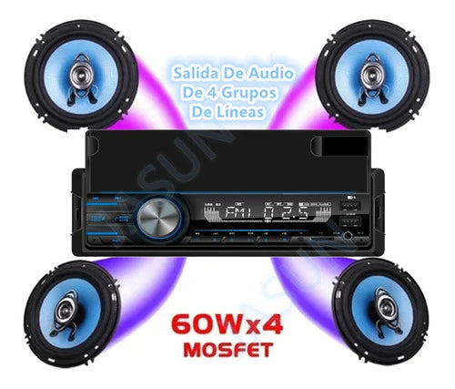 Auto Estéreo Reproductor Bluetooth Mp3 Radio & Soporte Móvil