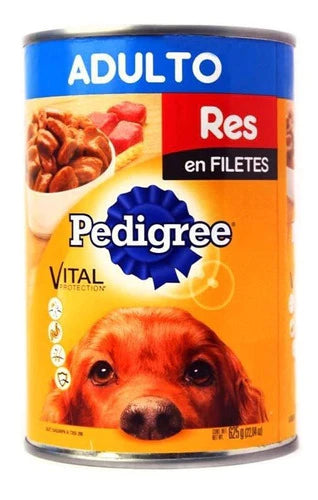 12 Latas De Pedigree Res (filetes) 625 Grs C/u Perro Adulto
