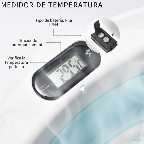Tina Bañera Para Bebe Plegable Con Termometro Viaje Portatil