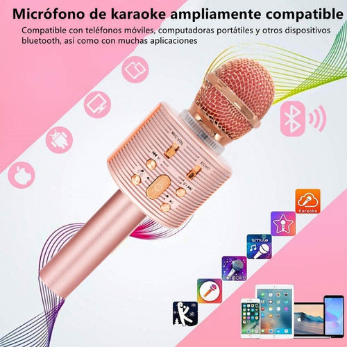 Micrófono Karaoke Bluetooth Inalámbrica Con Altavoz (rosa)