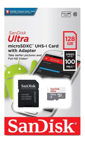 Memoria Micro Sd Xc 128gb Sandisk Ultra 100mb/s C10 Uhs-i