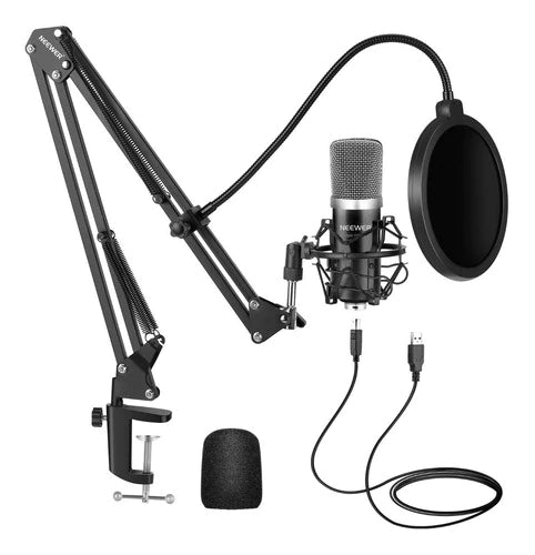 Kit Microfono Condensador Grabación Estudio Ktv Neewer Negro